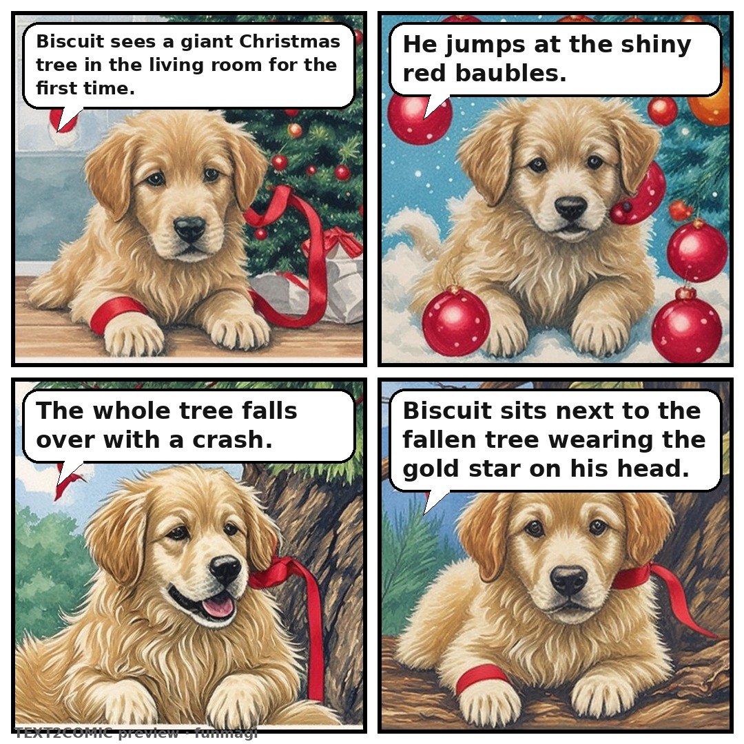 Storybook style 4-panel comic